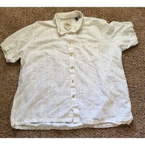 Tasso Elba Island Men's XXL Linen Cotton Blend White Button Down Shirt